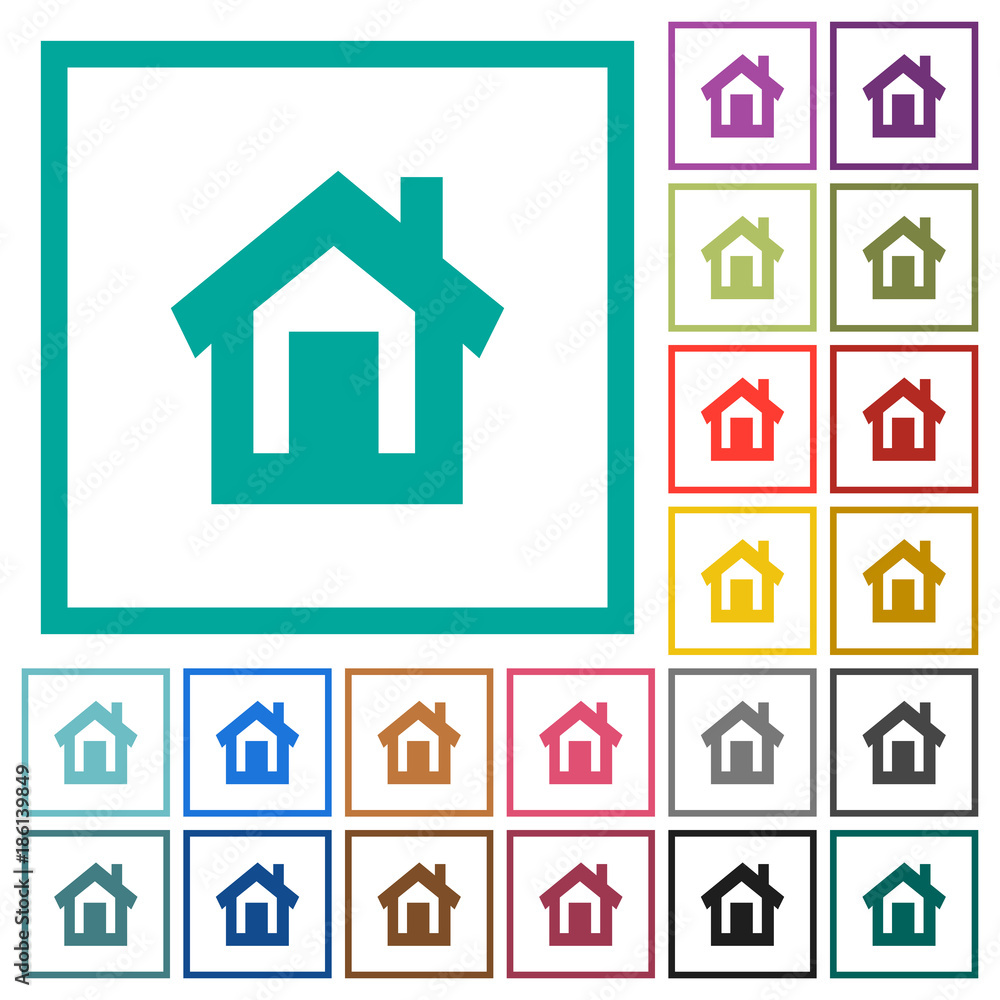 Home flat color icons with quadrant frames Home flat color icons with quadrant frames