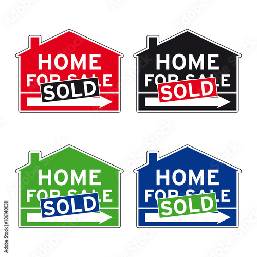 Home for sale sold road sign set