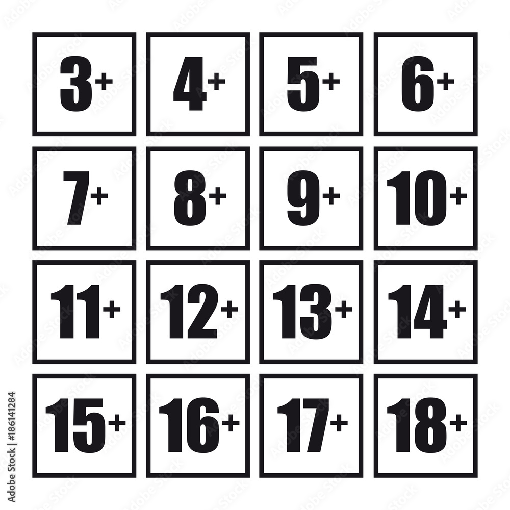 Game age sign set Game age sign set
