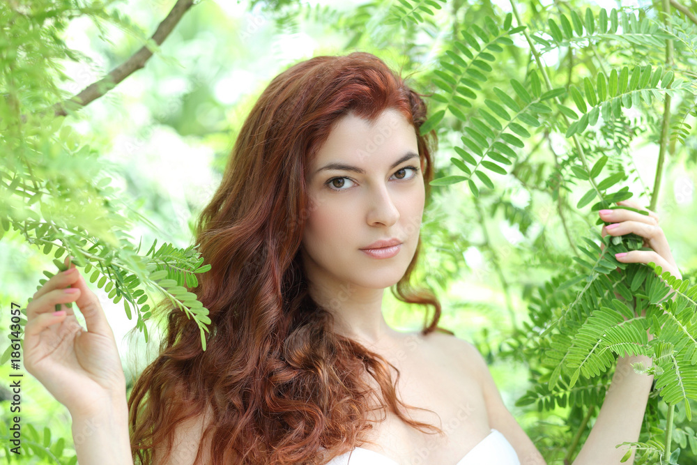 Beautiful Woman with green leaves Beautiful Woman with green leaves
