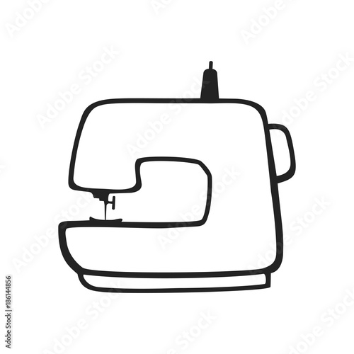 Vector hand drawn icon of sewing machine