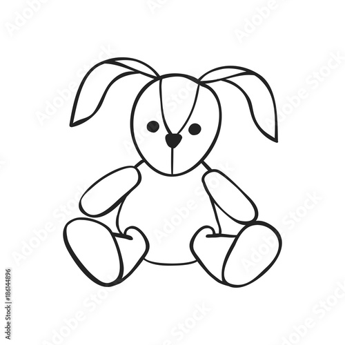 Vector hand drawn icon of soft toy rabbit