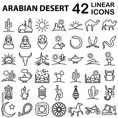 Arabian desert icon set