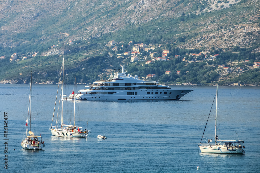 Boats and yacht anchored in Cavtat