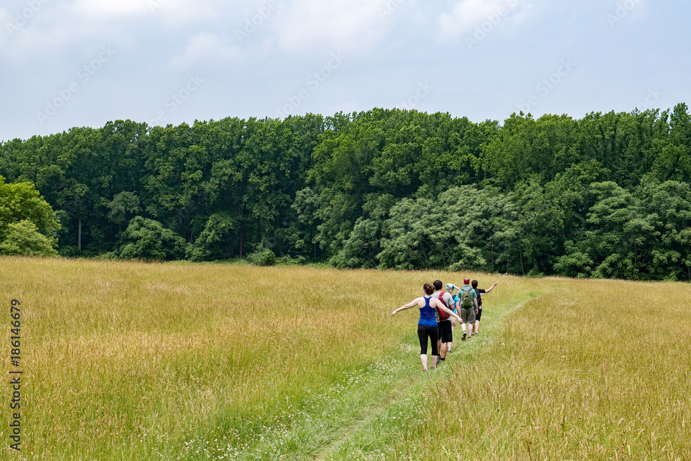Hiking in a Field Hiking in a Field