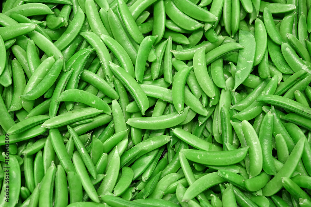 Top view of fresh sugar pea as food background