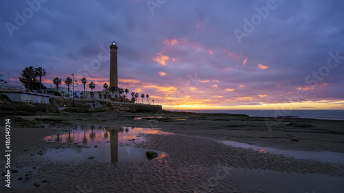 Chipiona Lighthouse At Dusk Cadiz Spain