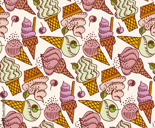 Cute ice cream hand drawn v...