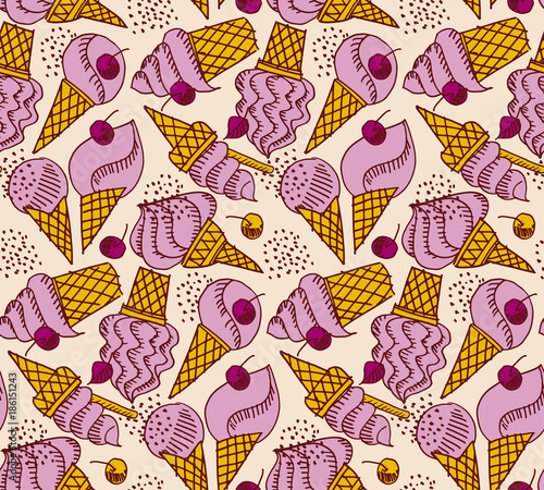 Cute ice cream hand drawn v...
