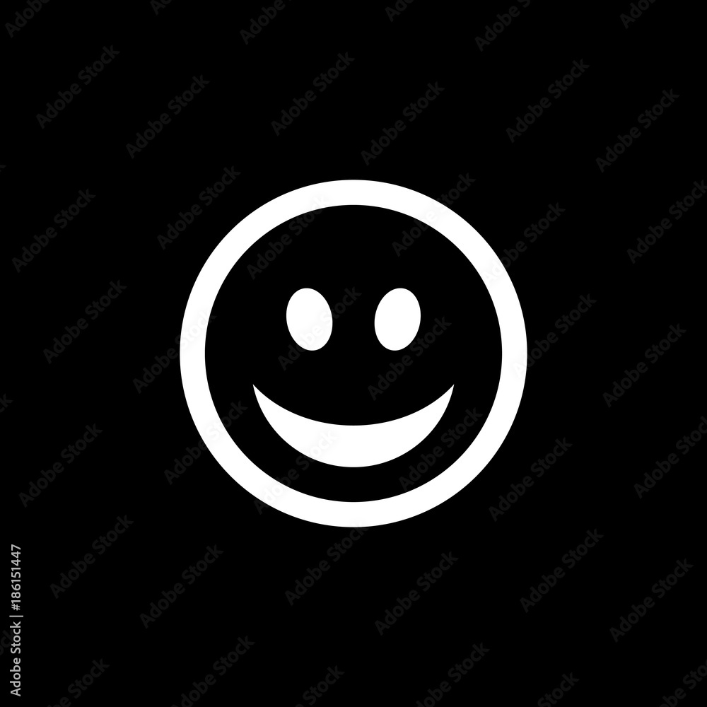 Fototapeta premium Happy flat smiley with a smile vector icon