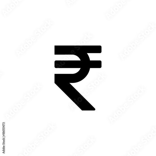 Black Indian rupee sign vector icon