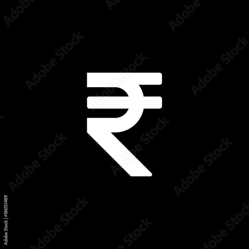 Black Indian rupee sign vector icon