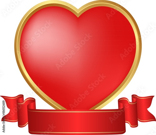 isolated heart with ribbon