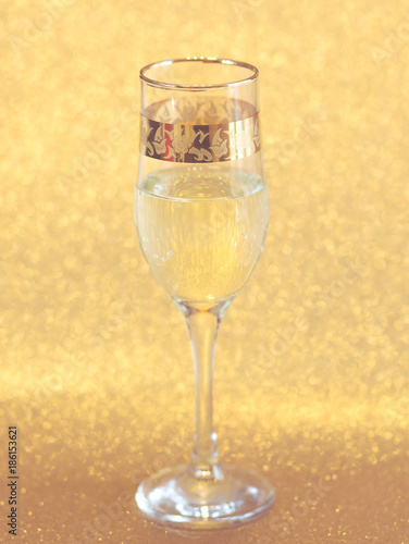 Golden vintage champagne glasses. Happy New Year 
