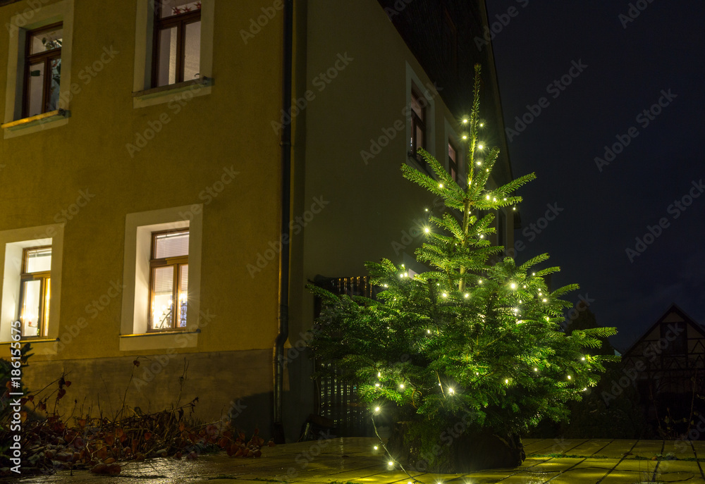 Weihnachtsbaum im Freien - Lichterkette
