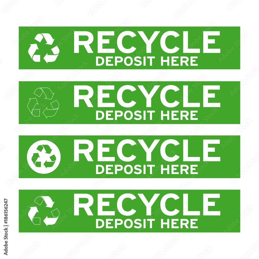 Fototapeta premium Recycling collection center sign set