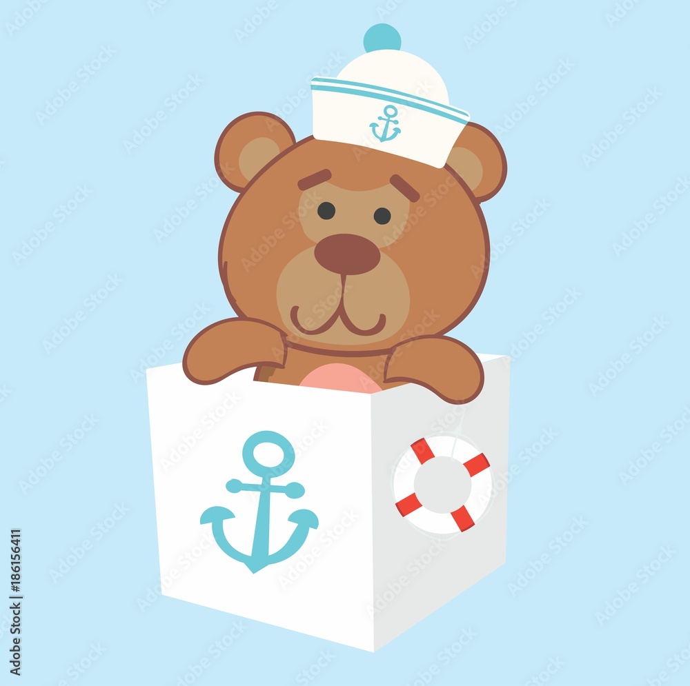 Obraz premium teddy bear in sailing box
