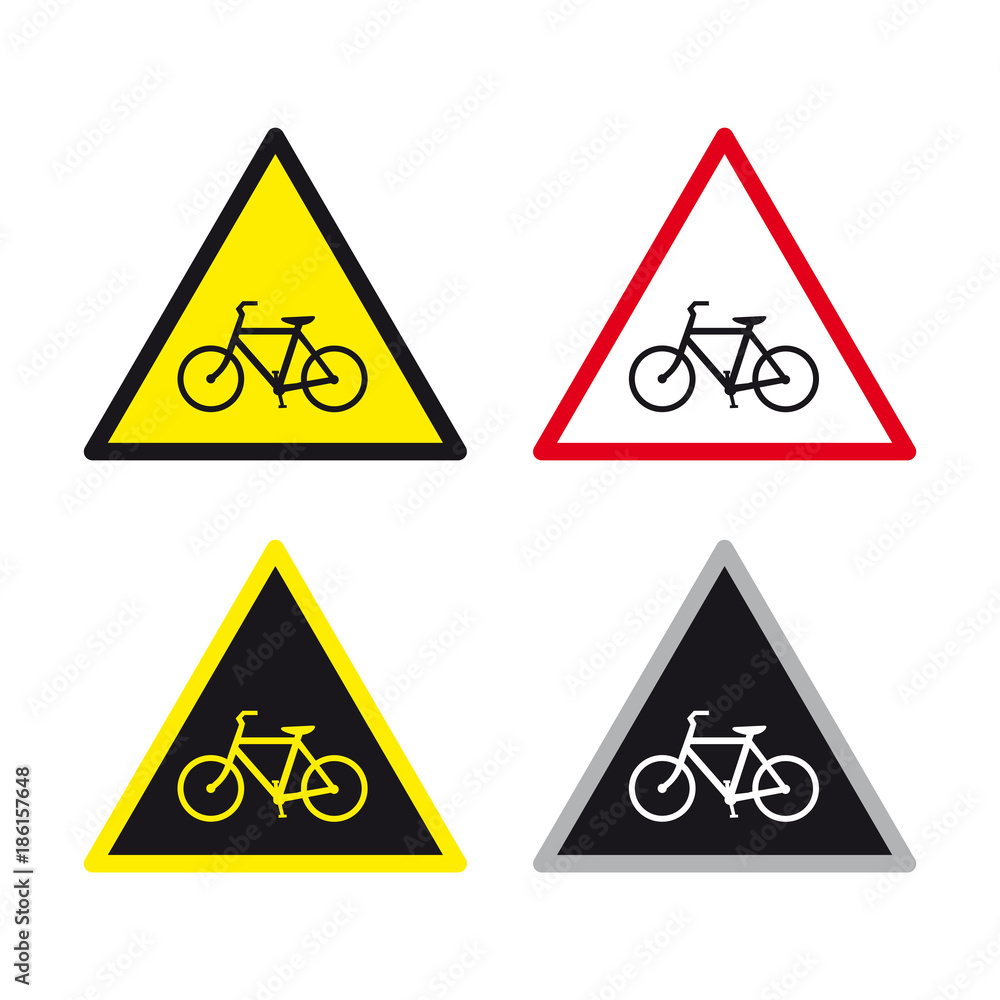 Bike bicycle cycling cycle traffic road sign set Bike bicycle cycling cycle traffic road sign set