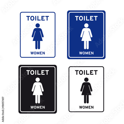 Toilet bathroom lavatory restroom toilette dressing sign set
