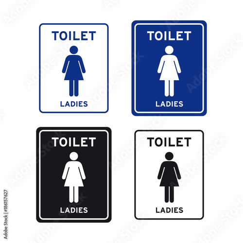 Toilet bathroom lavatory restroom toilette dressing sign set