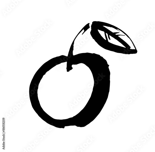 Apple vector sketch icon isolated on background. Hand drawn ink brush illustration. Icon for infographic, website or app.