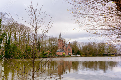 Minnewater castle bruges,belgium December 