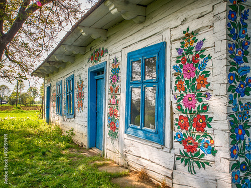 House with blue frames photo