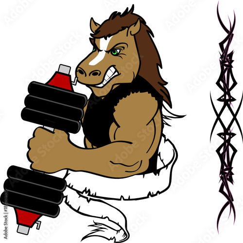 muscle horse cartoon fitness weight training gym in vector format 