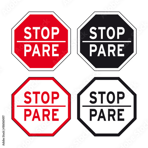 Stop traffic road sign set