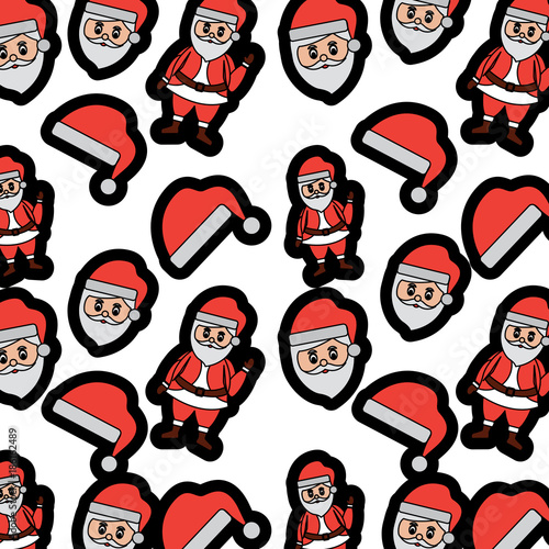 santa claus christmas related pattern image vector illustration design 