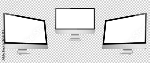 Realistic 3D Computer right, front and left view, isolated on a transparancy background.