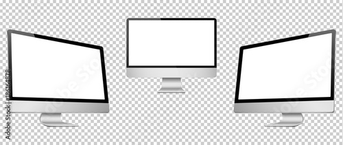 Realistic 3D Computer right, front and left view, isolated on a transparancy background. photo