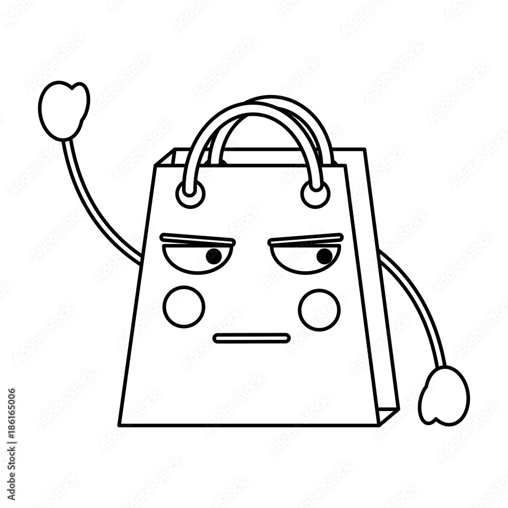 Fototapeta premium shopping bag angry emoji icon image vector illustration design black line
