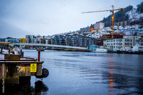 Obraz na płótnie Modern district in Bergen, Norway w salonie