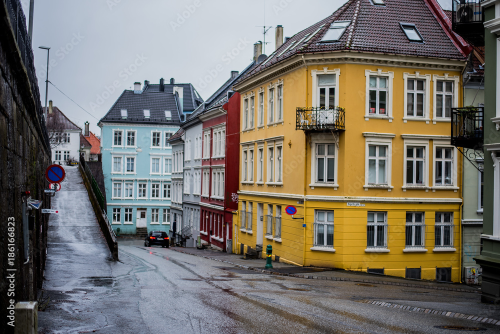 Raining in Bergen, Norway