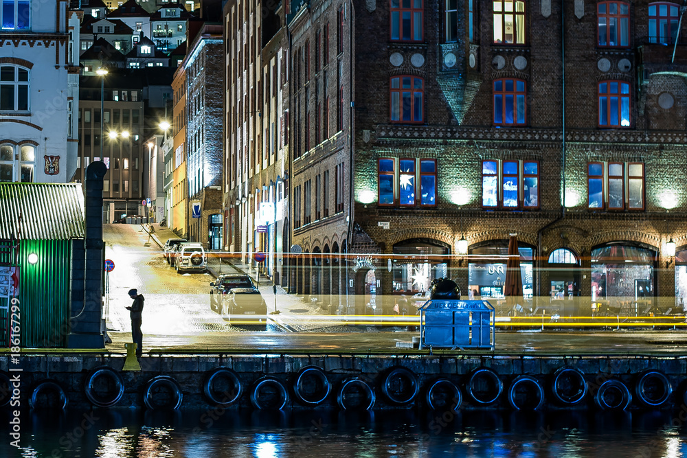 Lonley man in Bergen, Norway