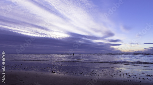 Sunset on Crosby Beach, Crosby, Liverpool, United Kingdom photo