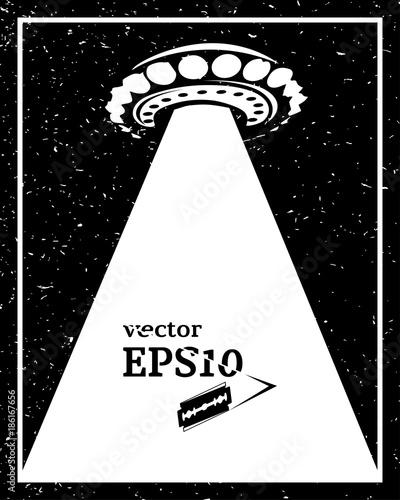 Monochrome UFO invasion frame