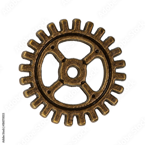 Copper gear on a transparent background