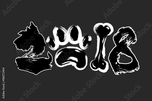 Abstract number 2018 dog paw bone