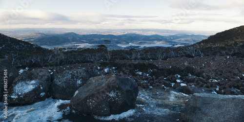 On top of Mount Wellington in Hobart, Tasmania during the day.