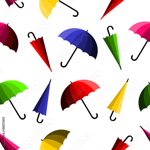 Colorful umbrella on white background. Seamless pattern vector. 