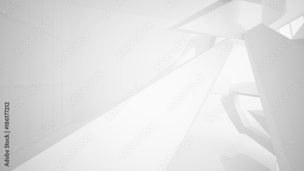 Abstract white interior multilevel public space with window. 3D illustration and rendering. Abstract white interior multilevel public space with window. 3D illustration and rendering.