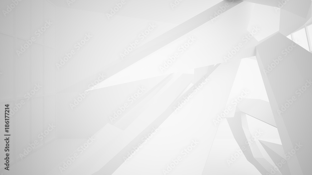 Abstract white interior multilevel public space with window. 3D illustration and rendering. Abstract white interior multilevel public space with window. 3D illustration and rendering.