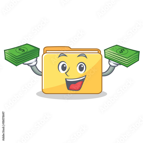 With money folder character cartoon style