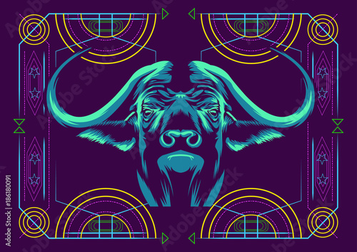 Buffalo Sacred Geometric Vector