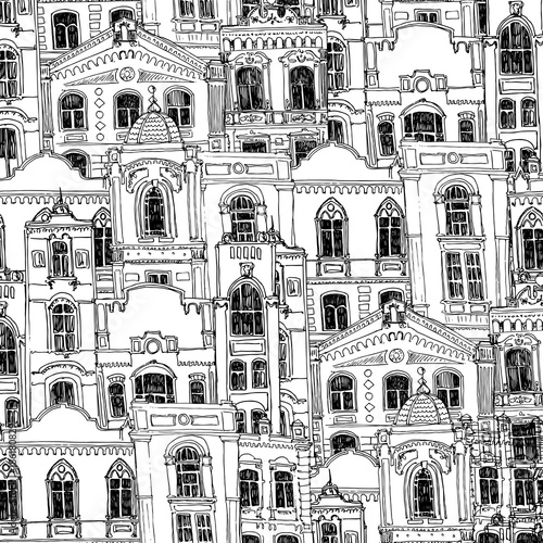 seamless pattern with different houses