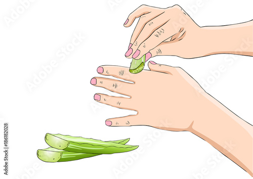Applying Aloe Vera on Hands