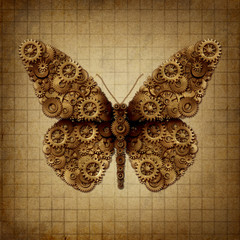 Fototapete Schmetterlinge im Grunge Steampunk Schmetterling Mechanische Kunst  © freshidea