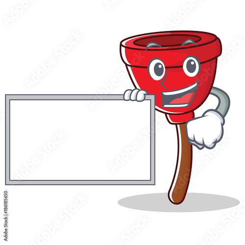 With board plunger character cartoon style